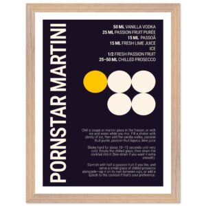 Dark plum poster with cocktail recipe and typography design.