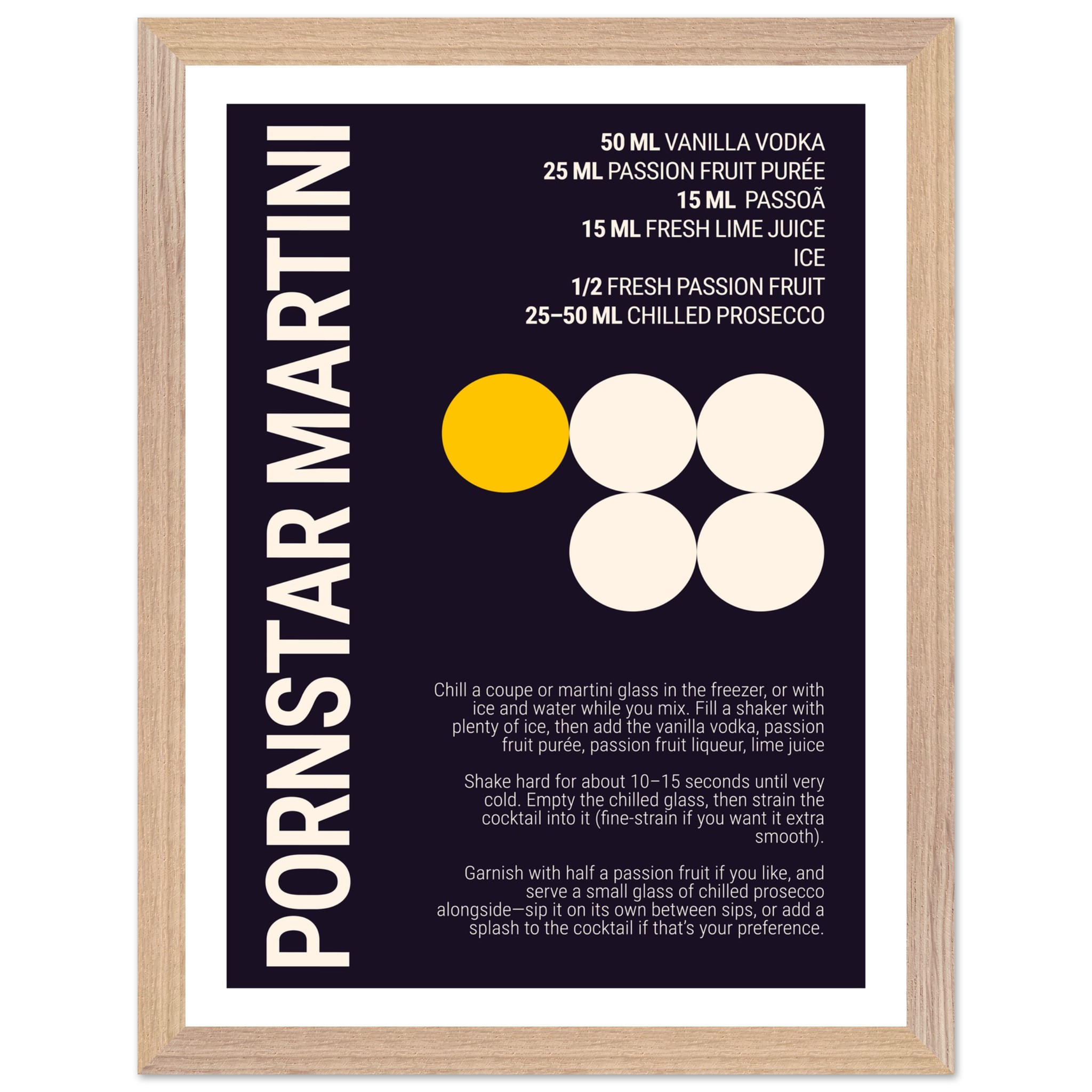 Dark plum poster with cocktail recipe and typography design.