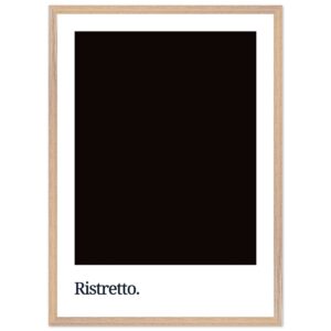 A dark coffee-colored poster with a minimalist design featuring the word