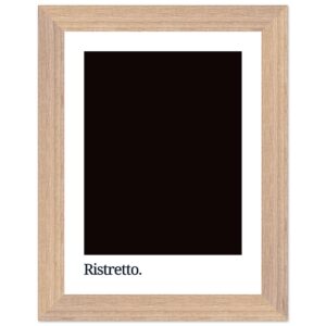 A framed print featuring a solid black rectangle with the word