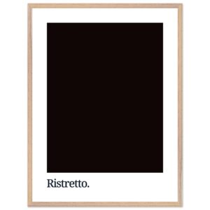 A dark coffee-colored poster with a minimalist design featuring the word