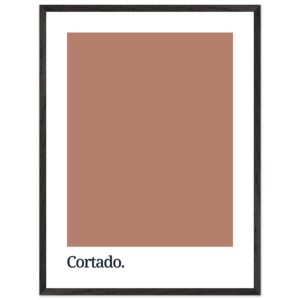 A framed poster featuring a solid brown color swatch with the word 