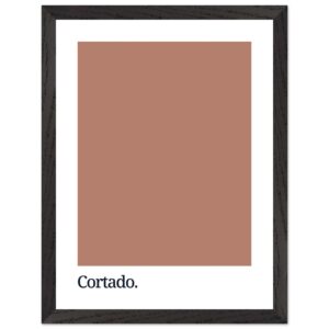 Framed poster featuring a solid brown color swatch with the word 