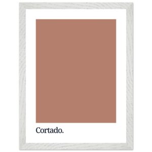 A framed poster featuring a solid brown color swatch with the word 