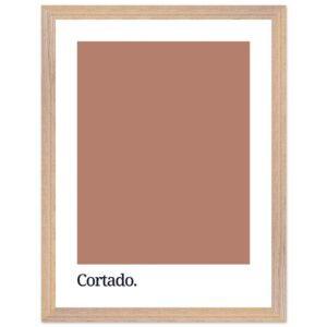 A framed poster featuring a solid brown color swatch with the word 