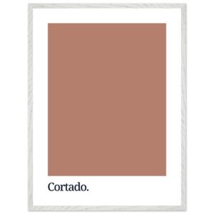 A framed poster featuring a solid brown color swatch with the word 