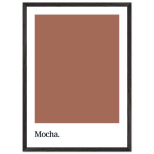 Framed poster featuring a solid mocha brown color swatch with the word 