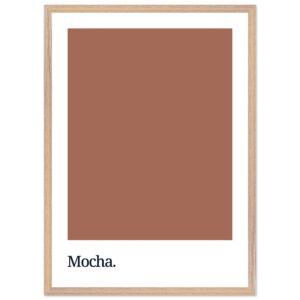 Framed poster featuring a solid mocha brown color swatch with the word 